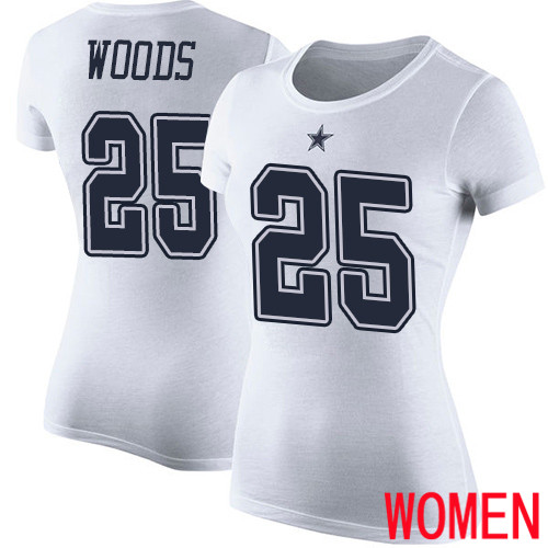 Women Dallas Cowboys White Xavier Woods Rush Pride Name and Number #25 Nike NFL T Shirt
